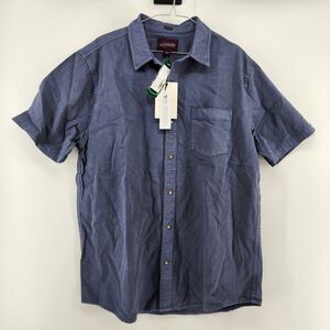 Alesbury Men's Navy Blue Large Garment Dye Denim Short Sleeve Shirt NWT